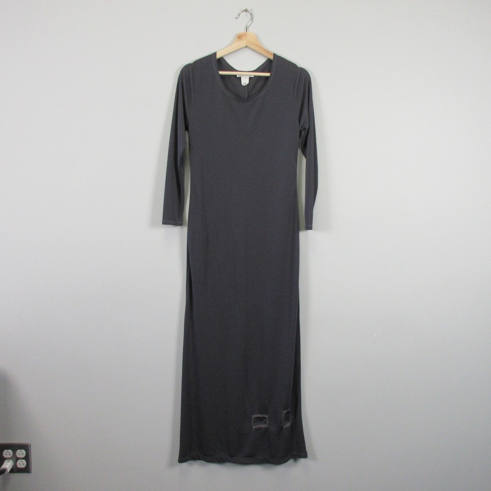 Donna Jessica Maxi Dress 1 S Art to Wear Patch Gray Long Sleeve Minimalist 366